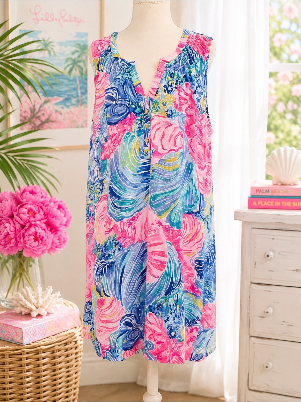 Lilly Pulitzer Essie Dress Shell of a Party Sleeveless XL
